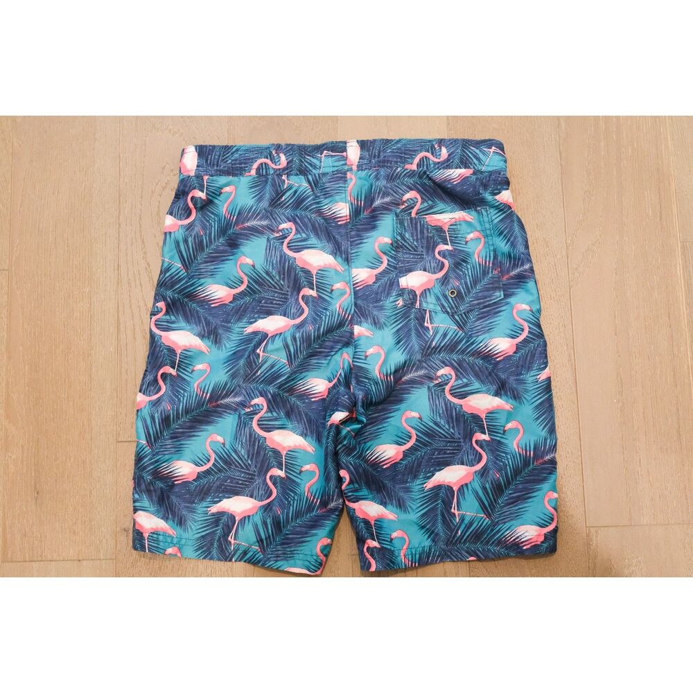 Abercrombie Kids Flamingo Tropical Swim Trunks Shorts Blue Pink Size 11/12